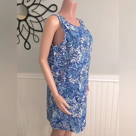 Fitzroy & Willa Floral Print Shift Dress Coastal Grandma Sleeveless size Medium - Picture 5 of 10